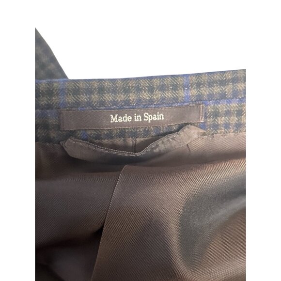 Ermenegildo Zegna Mens Brown Plaid Wool Blazer Jacket Size 46R Made In Spain - Picture 6 of 15